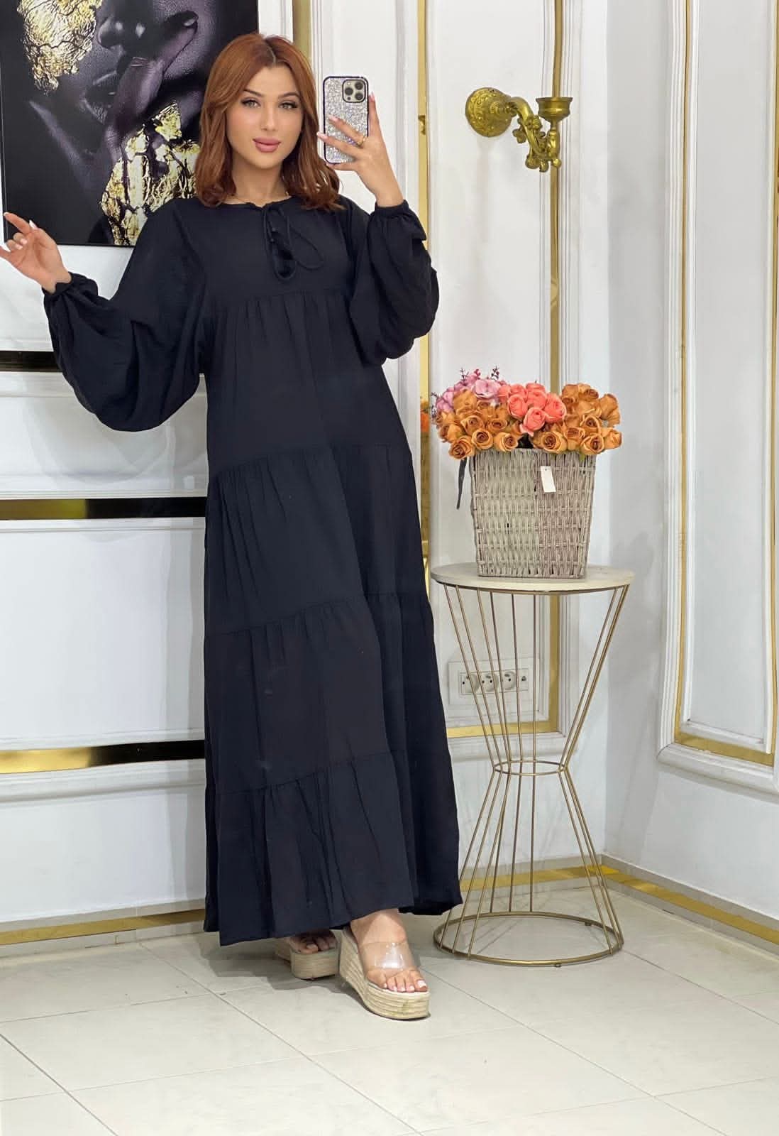 Robe noire Kimono